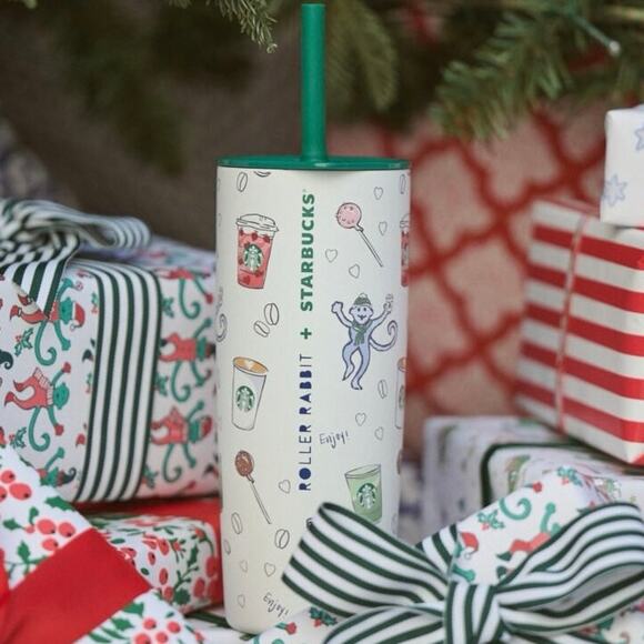 Starbucks x Roller Rabbit Limited Edition Coffeehouse Bonanza 24oz SS Tumbler - Picture 1 of 6